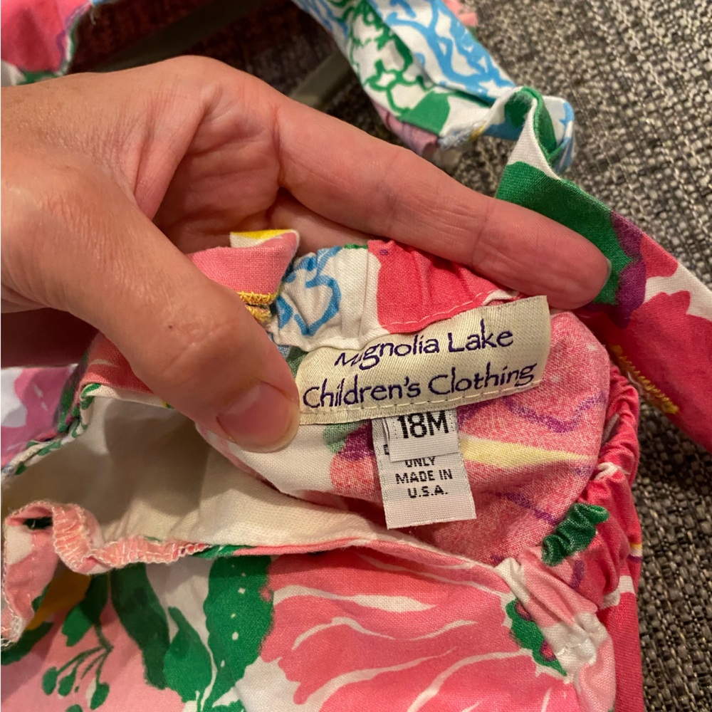 Magnolia Lake childrens clothes Pink Lilly colorful romper - Picture 4 of 6